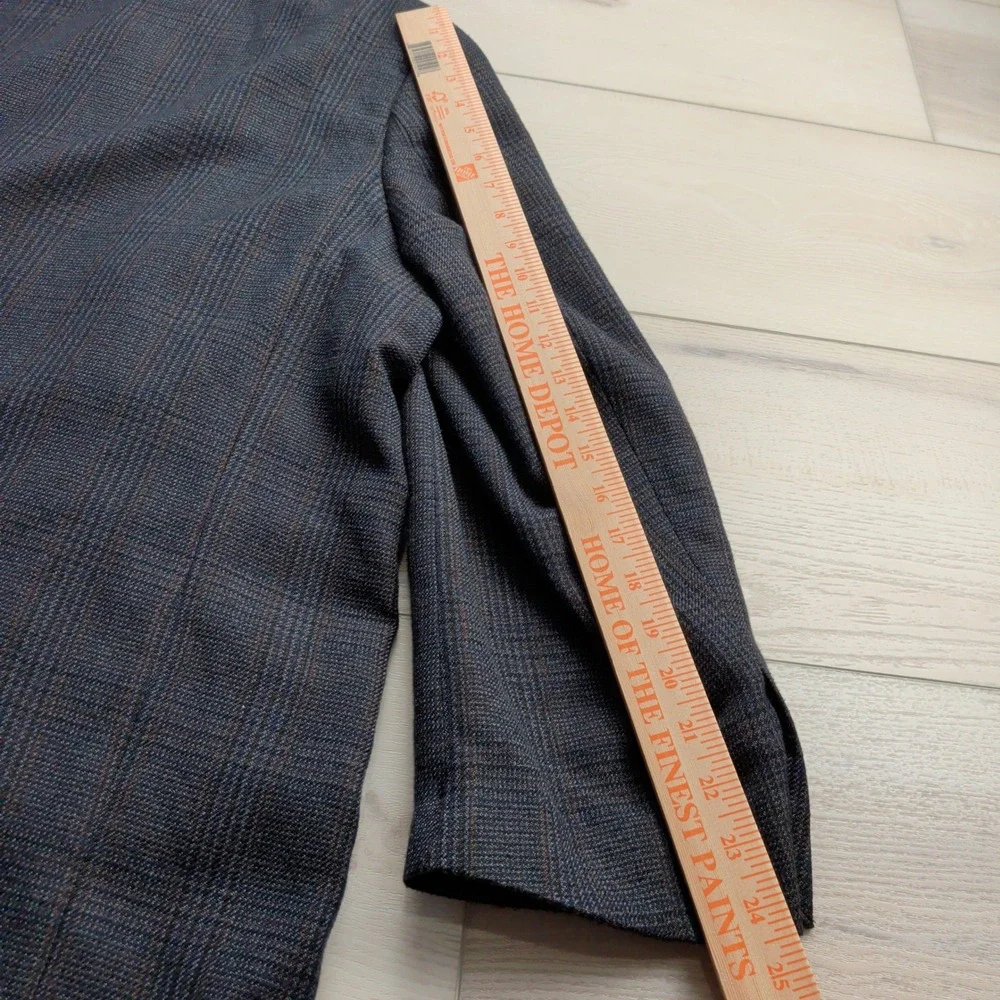 Oak Hill Sport Coat Blazer‎ Mens 54R Glen Plaid Blue Brown Two Button Windowpane